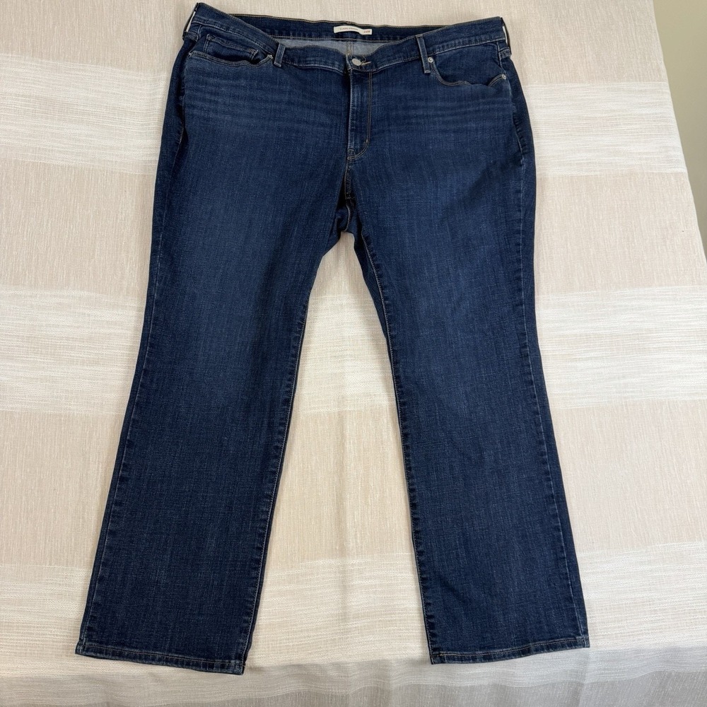 Levis Womens Classic Straight Stretch Sz 24W Med Wash Jeans Denim High Rise